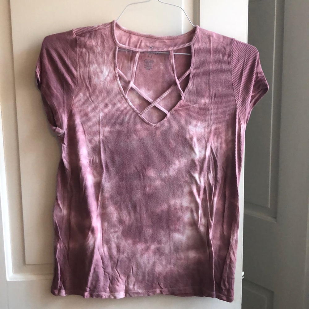 Super cute tie dye pink shirt with cute crosses